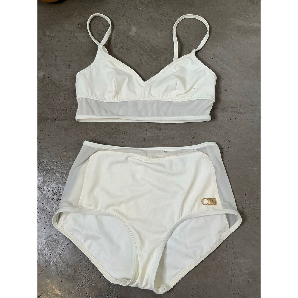 Solid & Striped Mesh Bikini Set | Ivory in Small